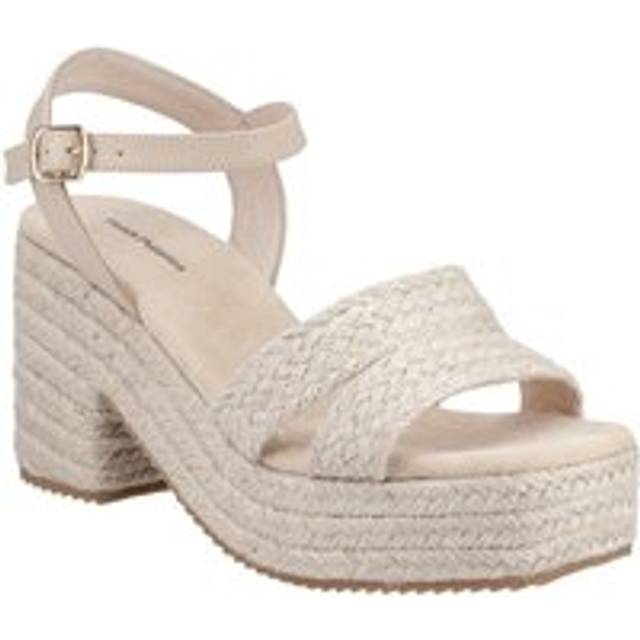 (White, 8 (Adults')) Hush Puppies Jamelia Espadrille Heel Textile Women's Nude Sandals