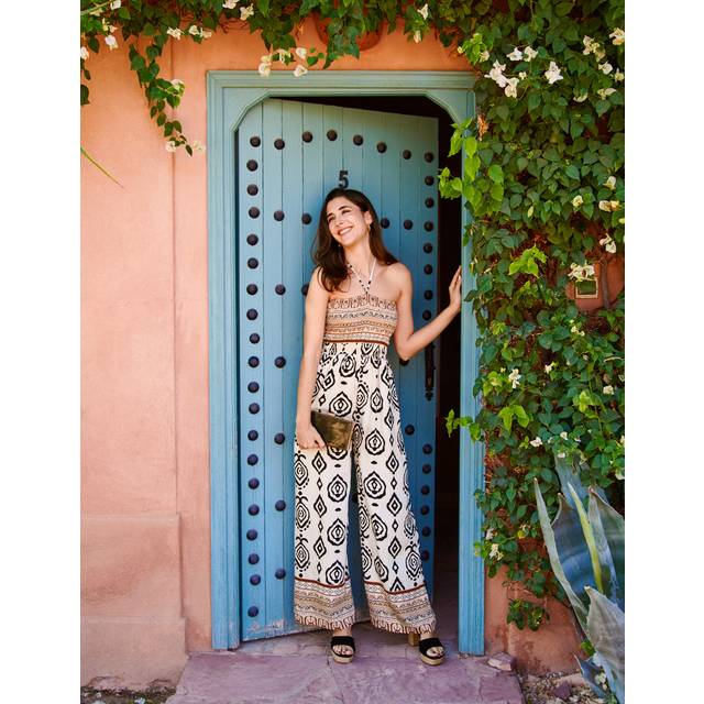 Blue Vanilla Women's Black Halter Neck Printed Jumpsuit New Look - M/L