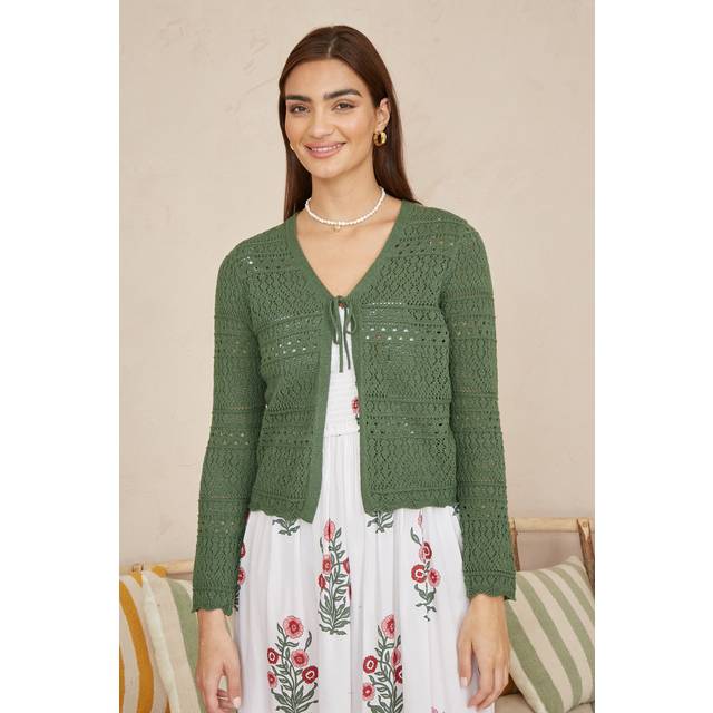 Yumi Crochet Tie Front Cardigan