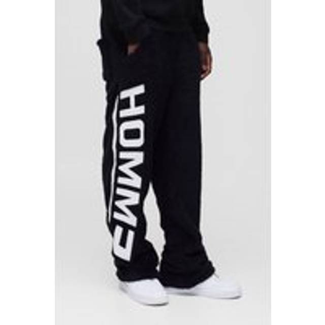 Relaxed Fit Homme Embroidered Teddy Borg Joggers - Black - S