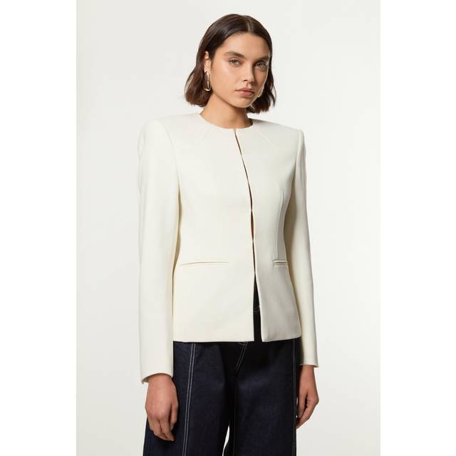 Compact Stretch Tailored Seam Detail Blazer - Ivory - 8