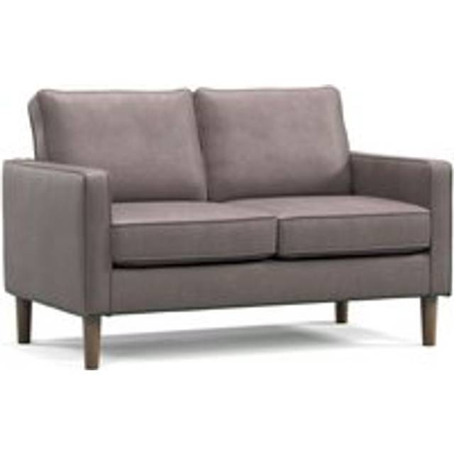 Bexhill Brown, Grey or Tan Faux Leather Boxed Arm 2 Seater Sofa - One Size