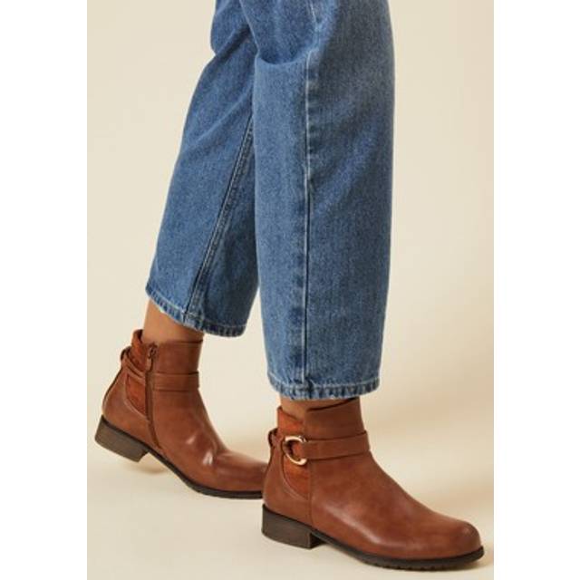 Womens Good For The Sole: Michie Back Stretch Trim Detail Low Heel Ankle Boots - Tan - 4