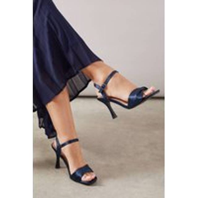 Womens Wide Fit Sally Soft Twist Front High Stiletto Heel Sandals - Mid Navy - 7