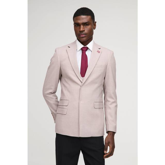 Mens Mauve Slim Fit Textured Twill Blazer