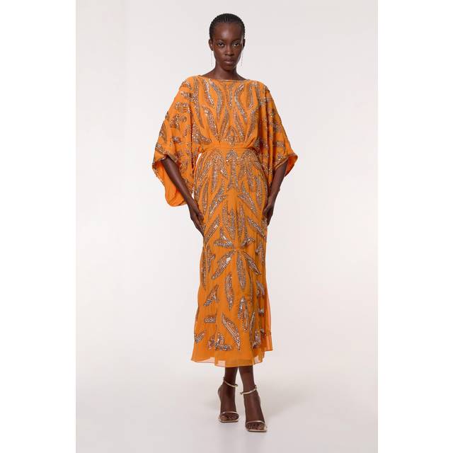 Kimono Sleeve Embellished Maxi Dress - Mango