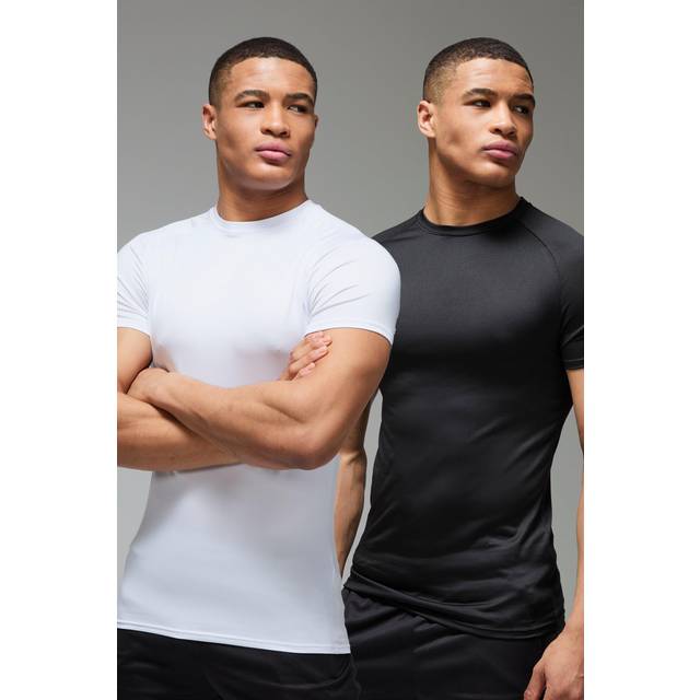 Mens Multi Man Active Lightweight Essentials Gym Muscle Fit Raglan T-shirt 2 Pack
