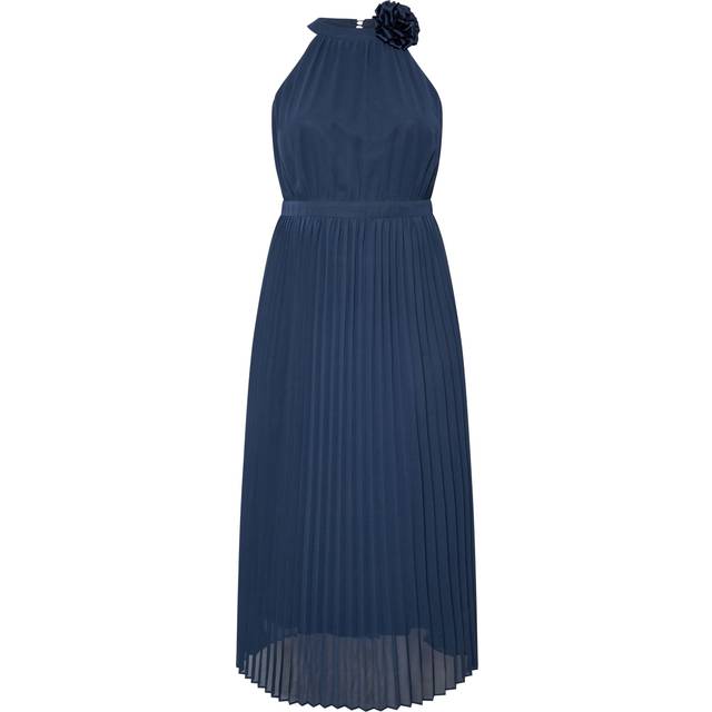 Yours London Curve Navy Blue Corsage Detail Pleated Maxi Dress, Women's Curve & Plus Size, Yours London - 24