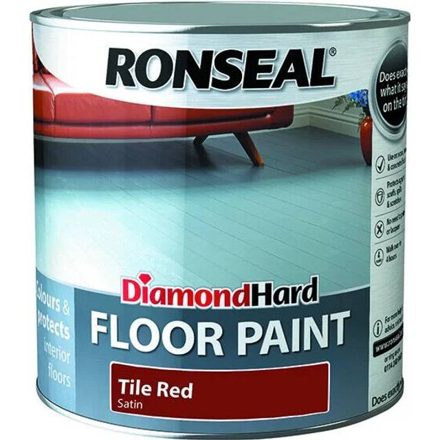 Ronseal diamond hard floor paint wood concrete floors tile red 750ml
