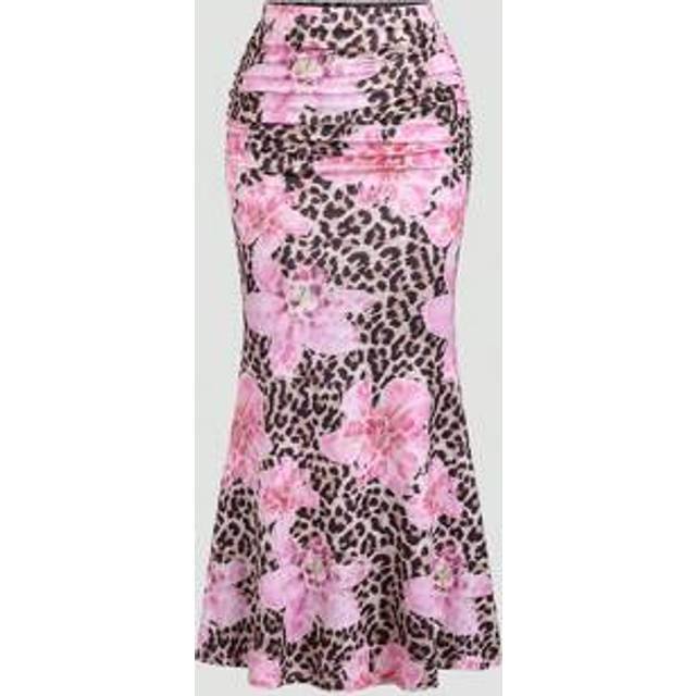 Sweetra Women&#39;s All-Over Floral Print Pleated A-Line Skirt, Casual Vacation Maxi Women Outfit