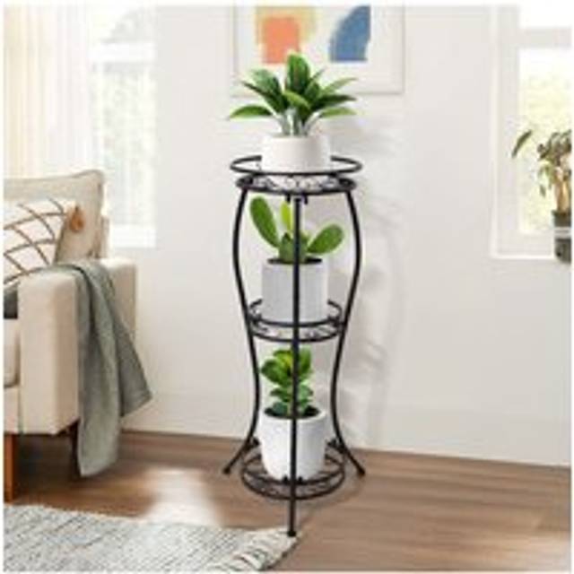 3-Tier Black Iron Plant Stand - One Size