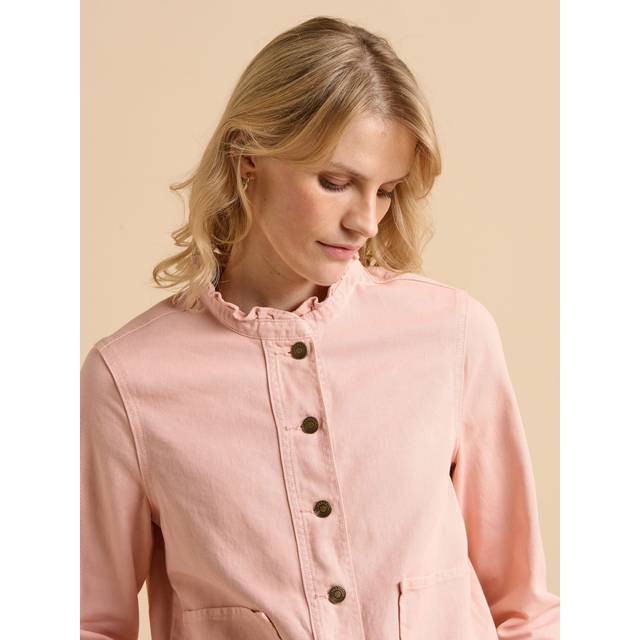 Frill Neck Denim Jacket - Pink - 14
