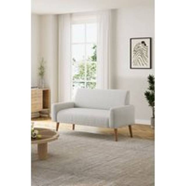 2-Seat Beige Corduroy Upholstered Loveseat Sofa - One Size
