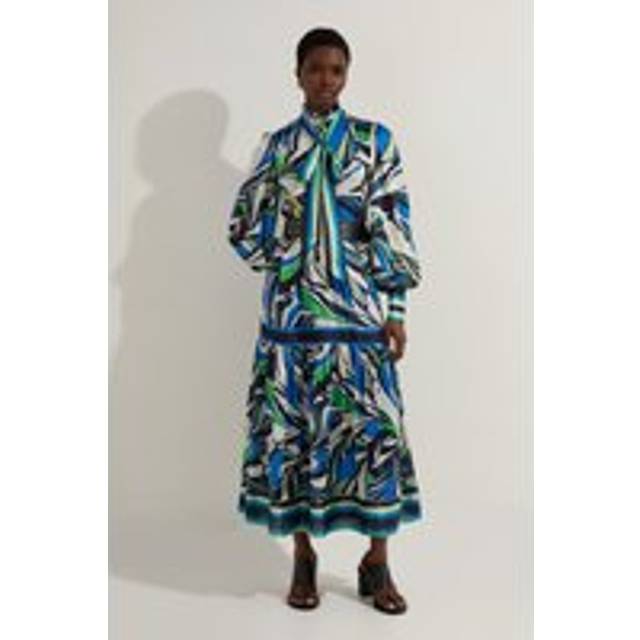Floral Printed Woven Maxi Dress - Blue