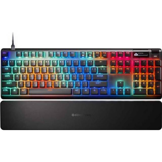 SteelSeries Apex Pro Gen 3 - Hypermagnetiskt tangentbord för spel - OmniPoint 3.0 - Justerbar aktivering - Rapid Trigger - Skyddsläge - Rapid Tap/SOCD - OLED - RGB - PBT Keycaps - UK Layout QWERTY