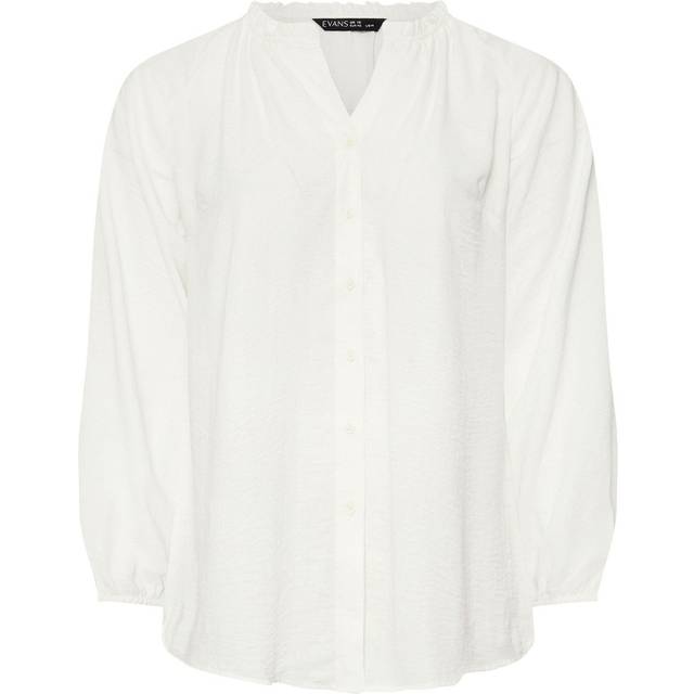 Evans Curve White Frill Neck Blouse - 26-28