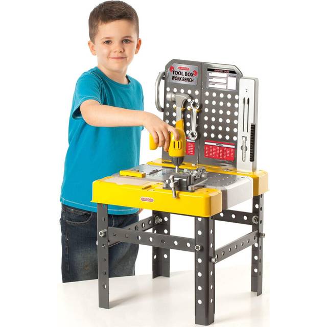 CASDON Tool Box Workbench  2-in-1 Tool Box & Workbench for Children Aged 3+ Includes Over 60 Tools for DIY Roleplay Fun