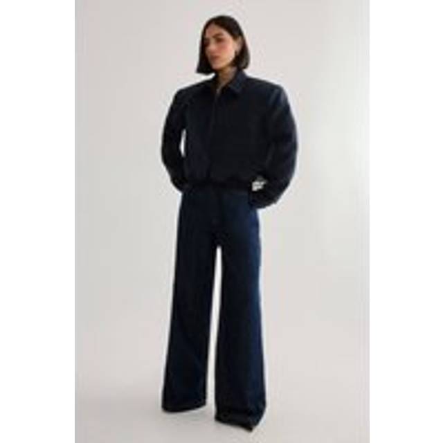 Womens Lace Hem Tailored Pinstripe Jacket - Navy - 16