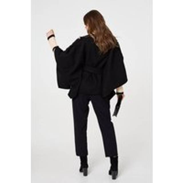 Cape Coat With Belt - Black - M/L