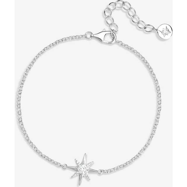 Simply Silver Sterling Silver 925 Cubic Zirconia Star Bracelet, Silver, Women - Ilver