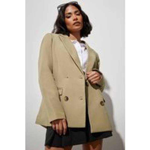 Pixiegirl Stone Brown Tailored Double Breasted Blazer 16 Pixiegirl | Petite Women's Blazers
