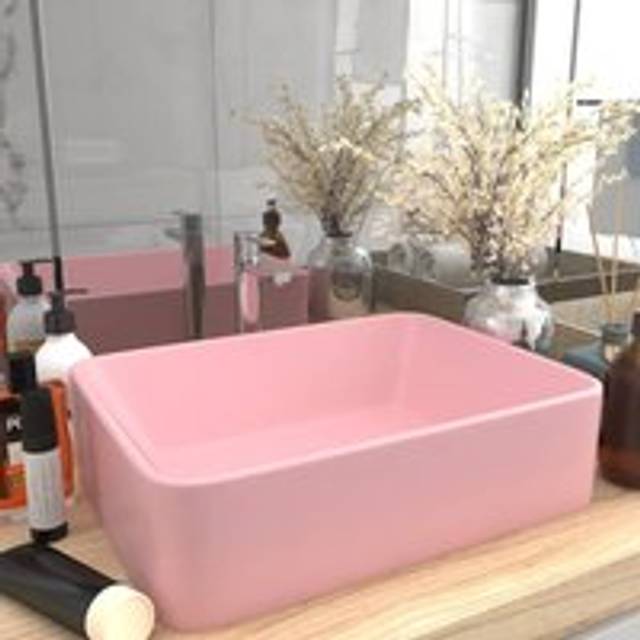 Luxury Wash Basin Matt Pink 41x30x12 cm Ceramic - One Size