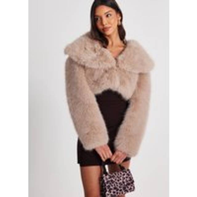 Quiz Stone Faux Fur Cropped Jacket - 12