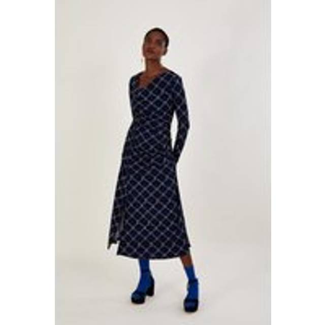 Geometric Ruched Side Jersey Dress - Black