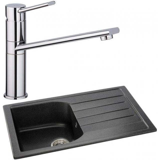 Abode oriel 1.0 bowl granite inset kitchen sink with specto sink tap - black