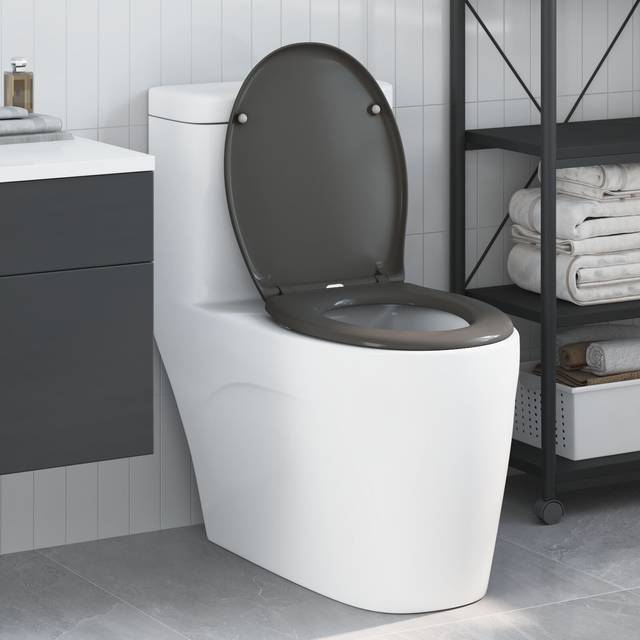 vidaXL Quick Release Toiletbræt med Blød Lukning Duroplast Antracitgrå