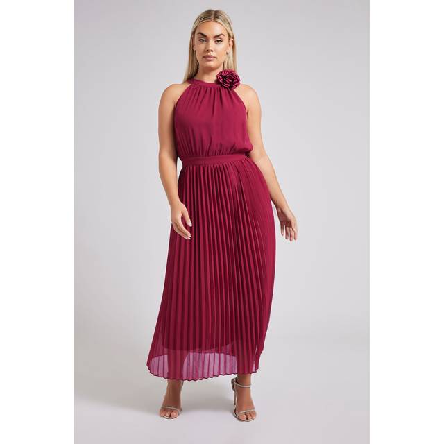 Yours London Curve Red Corsage Detail Pleated Maxi Dress, Women's Curve & Plus Size, Yours London - 24