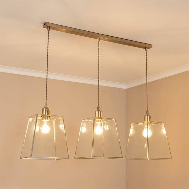 Susie Glass Lantern Lamp Shade 3 Drop Diner Ceiling Pendant Light - Silver - One Size