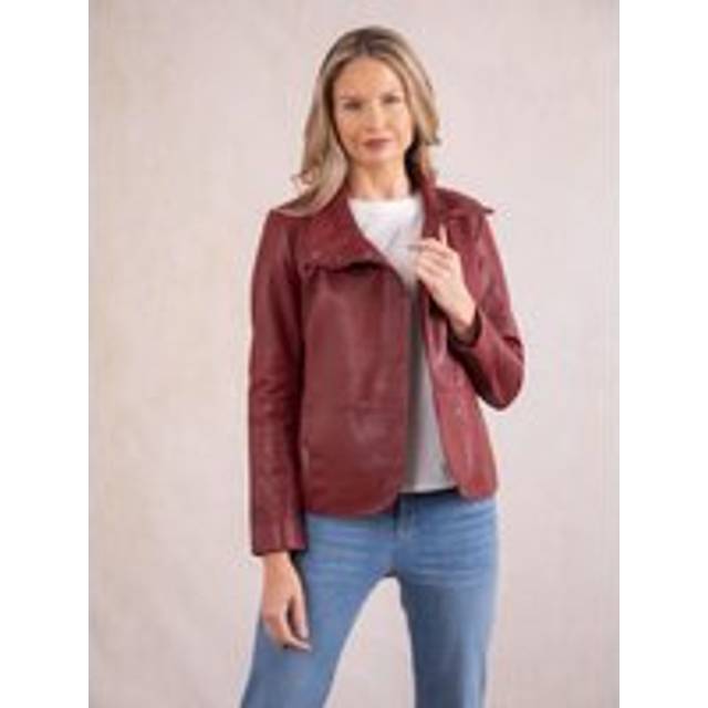 'Karen' Leather Jacket - Burgundy - 12