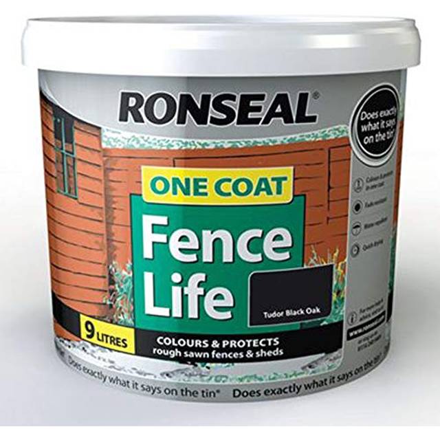Ronseal 9L One Coat Fence Life Paint - Tudor Black Oak