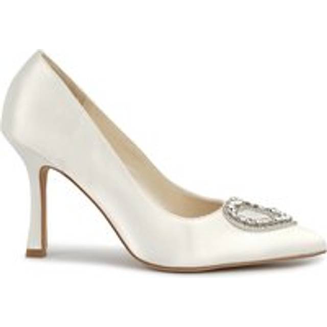 Paradox London Clarice Dyeable Satin Heart Stiletto Heel Court Shoes, Ivory