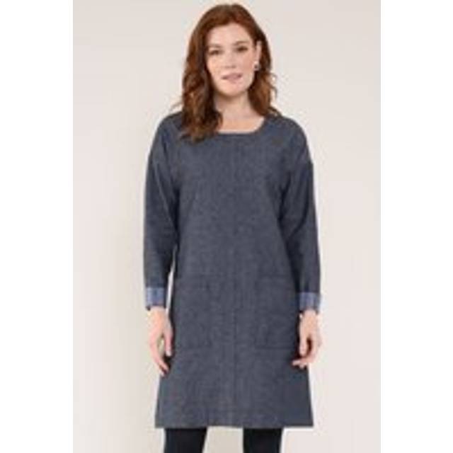 Cotton Pocket Tunic Dress - Blue - 8