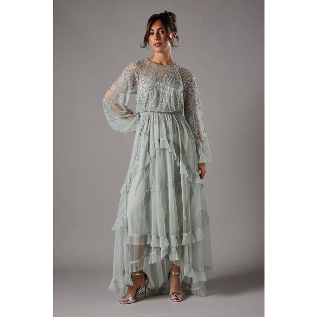 Coast sage silver maxi dress womens going out dresses