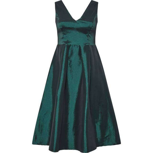 Yours London Curve Emerald Green Pleated Vneck Midi Dress, Women's Curve & Plus Size, Yours London - 22