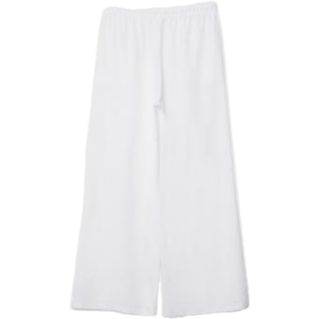 Stradivarius – Vita linnebyxor med vida ben-Vit/a