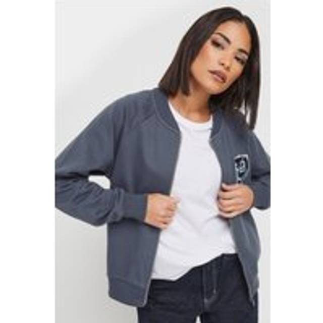 Pixiegirl Blue Embroidered Initial Jersey Bomber Jacket 12 Pixiegirl | Petite Women's Bomber Jackets