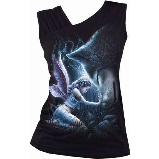 (M, Black) Spiral Direct Womens/Ladies Sacred Bond Gathered Shoulder Sleeveless Vest Top