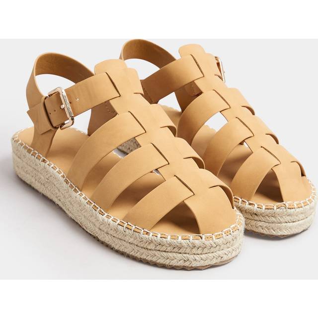 Brown Flatform Gladiator Espadrilles In Extra Wide eee Fit - 5EEE