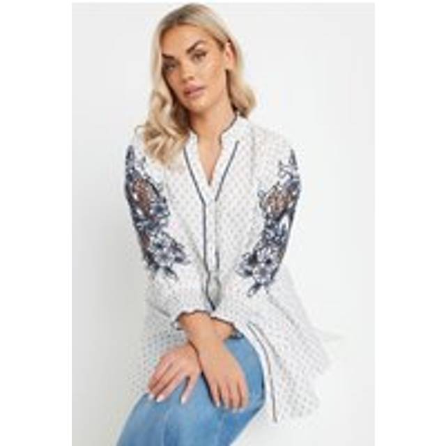 Yours Curve White Dobby Floral Blouse, Women's Curve & Plus Size, Yours - 16