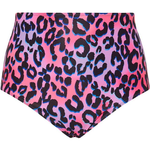 Yours Curve Pink Leopard Print High Waisted Bikini Briefs - 14