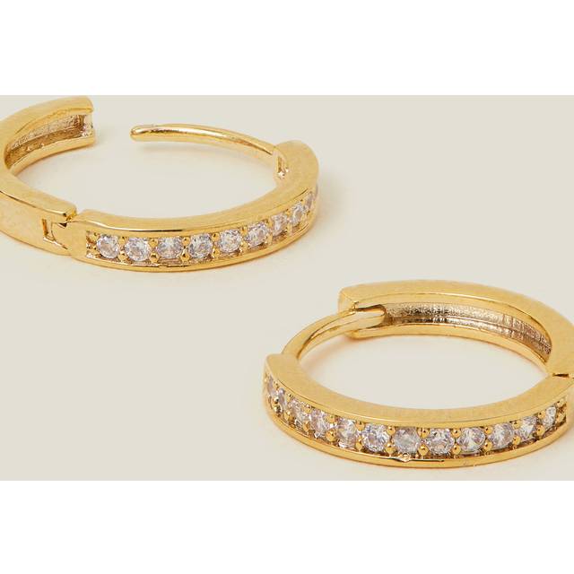 14ct Gold-plated Pavé Huggie Hoop Earrings - Accessorize - One Size