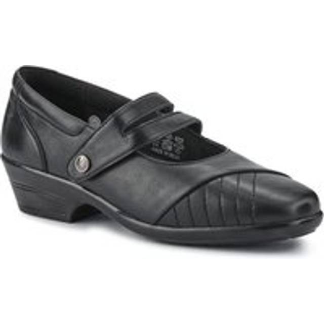 Leather Block-Heeled Mary Janes - KF41003 / 327 074 - Black