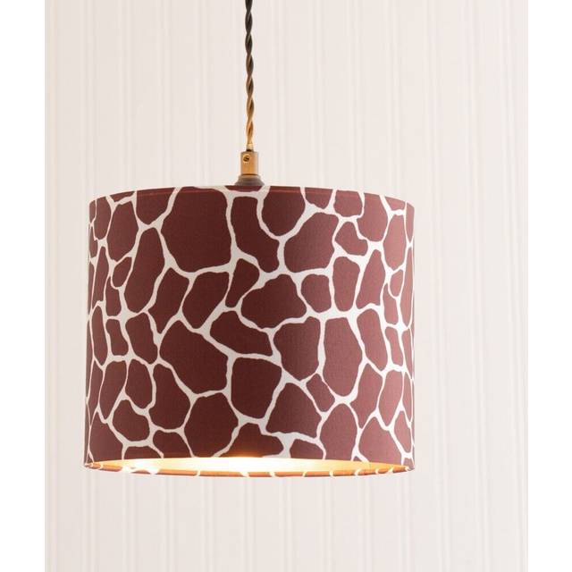 Oasis Giraffe Print Fabric with Metallic Gold Inner Drum Ceiling Lamp Shade
