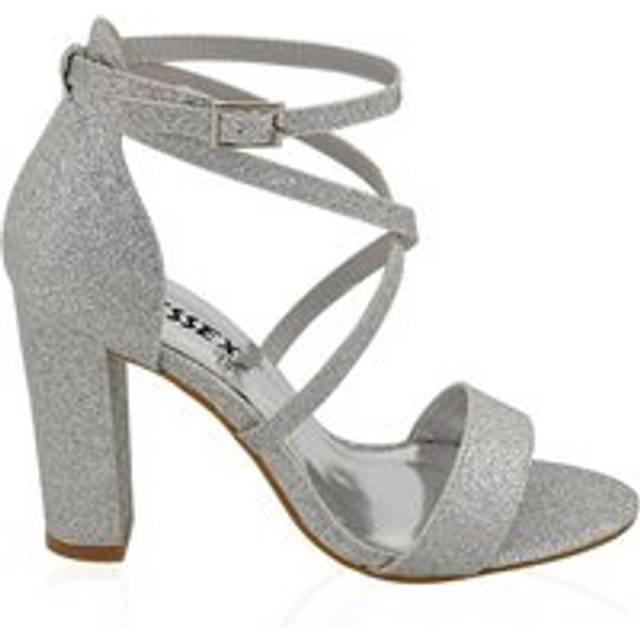 'Briella' Strappy High Block Heel Sandals - Silver - 7