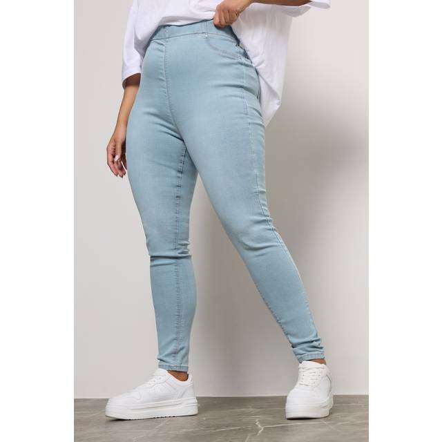 Yours For Good Curve Light Blue Pull On Stretch Jenny Jeggings, Women's Curve & Plus Size, Yours For Good - Short 16
