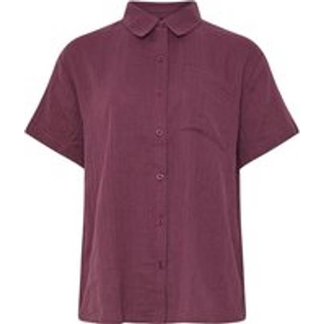 Lts Tall Dark Red Cotton Cheesecloth Short Sleeve Shirt 24 Lts | Tall Women's Shirts & Blouses